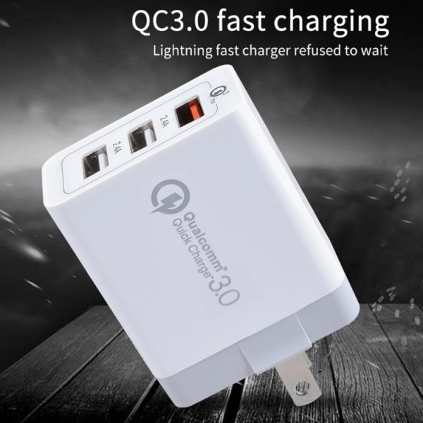 SYA0013032_8.jpg SDC-30W 2 in 1 USB to USB-C / Type-C Data Cable + 30W QC 3.0 USB + 2.4A Dual USB 2.0 Ports Mobile Phone Tablet PC Universal Quick Charger Travel Charger Set, US Plug