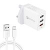 SYA0013034.jpg SDC-30W 2 in 1 USB to USB-C / Type-C Data Cable + 30W QC 3.0 USB + 2.4A Dual USB 2.0 Ports Mobile Phone Tablet PC Universal Quick Charger Travel Charger Set, UK Plug