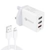 SYA0013045.jpg SDC-30W 2 in 1 USB to 8 Pin Data Cable + 30W QC 3.0 USB + 2.4A Dual USB 2.0 Ports Mobile Phone Tablet PC Universal Quick Charger Travel Charger Set, UK Plug
