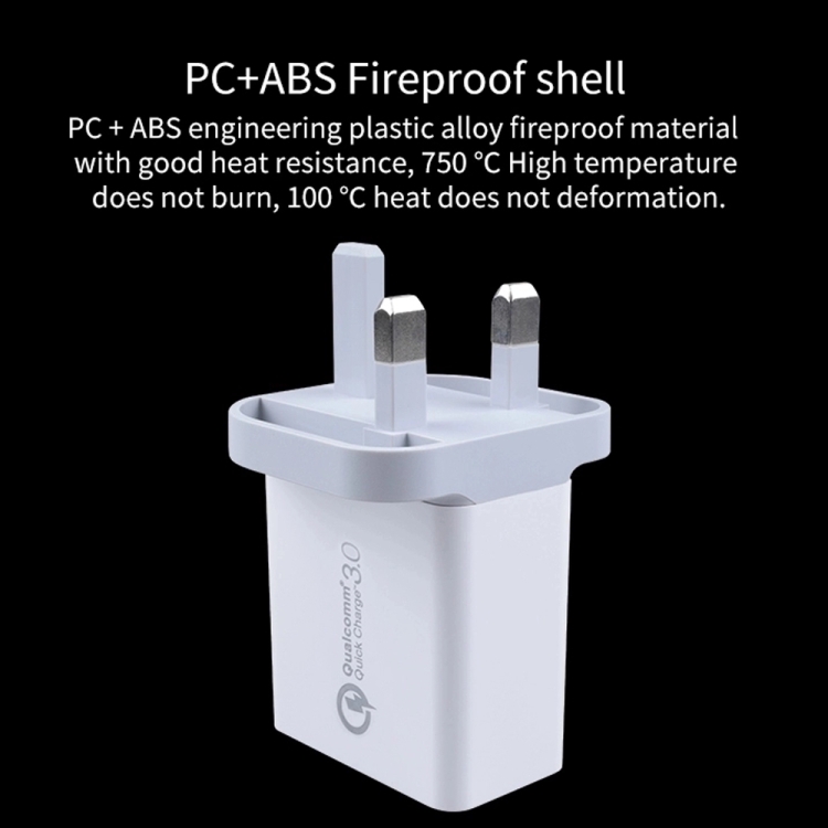 SDC-30W 2 in 1 USB to 8 Pin Data Cable + 30W QC 3.0 USB + 2.4A Dual USB 2.0 Ports Mobile Phone Tablet PC Universal Quick Charger Travel Charger Set, UK Plug 6 SDC-30W 2 in 1 USB to 8 Pin Data Cable + 30W QC 3.0 USB + 2.4A Dual USB 2.0 Ports Mobile Phone Tablet PC Universal Quick Charger Travel Charger Set, UK Plug - Image 6