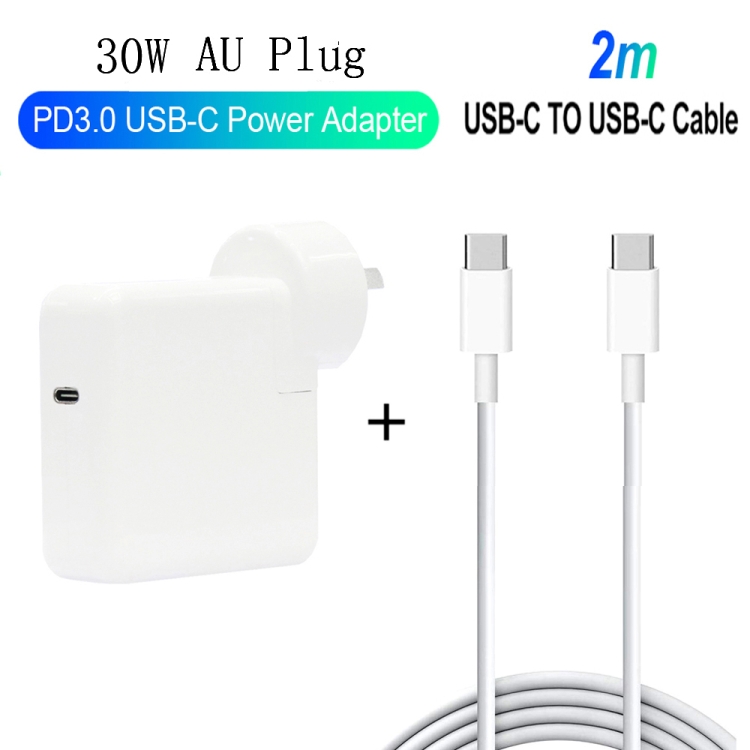 2 in 1 PD 30W USB-C / Type-C + 3A PD 3.0 USB-C / Type-C to USB-C / Type-C Fast Charge Data Cable Set, Cable Length: 2m, AU Plug 3 2 in 1 PD 30W USB-C / Type-C + 3A PD 3.0 USB-C / Type-C to USB-C / Type-C Fast Charge Data Cable Set, Cable Length: 2m, AU Plug - Image 3