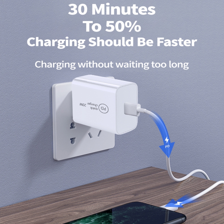 SDC-20W PD 20W Single USB-C / Type-C Interface Travel Charger, EU Plug, US Plug, UK Plug 5 SDC-20W PD 20W Single USB-C / Type-C Interface Travel Charger, EU Plug, US Plug, UK Plug - Image 5