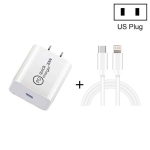 SDC-20W 2 in 1 PD 20W USB-C / Type-C Travel Charger + 3A PD3.0 USB-C / Type-C to 8 Pin Fast Charge Data Cable Set, Cable Length: 1m,, US Plug, EU Plug, UK Plug