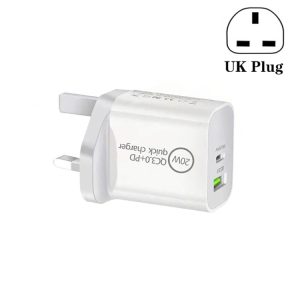 SDC-20WA+C 20W PD + QC 3.0 USB Dual Fast Charging Universal Travel Charger, UK Plug