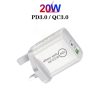 SDC-20WA+C 20W PD 3.0 + QC 3.0 USB Dual Fast Charging Universal Travel Charger with USB to 8 Pin Fast Charging Data Cable, UK Plug