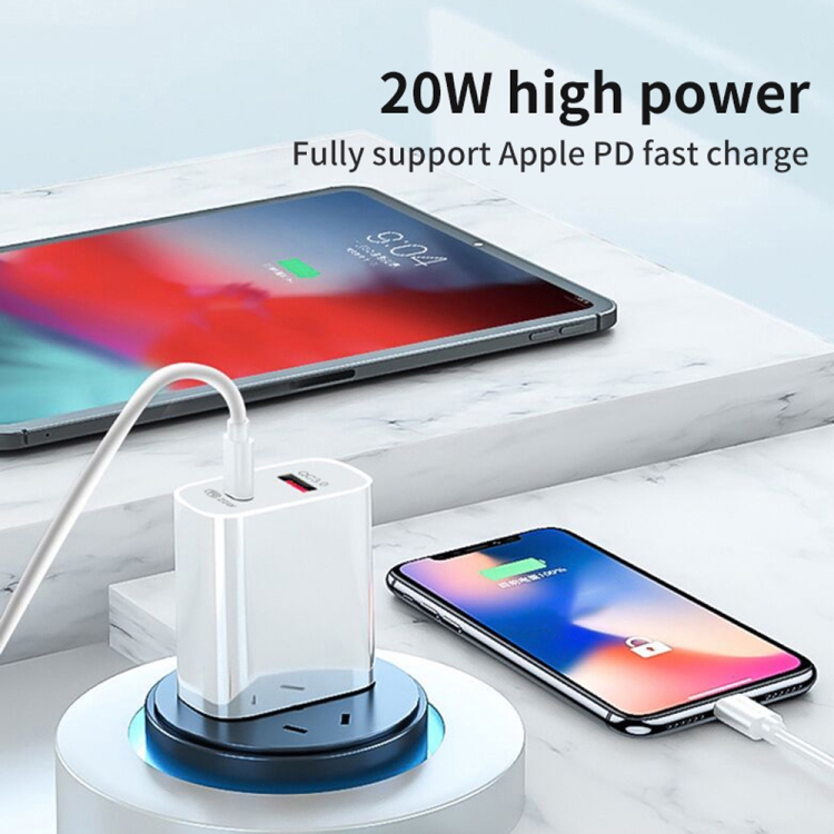 SDC-20WA+C 20W PD 3.0 + QC 3.0 USB Dual Fast Charging Universal Travel Charger with USB to Type-C / USB-C Fast Charging Data Cable, UK Plug 5 SDC-20WA+C 20W PD 3.0 + QC 3.0 USB Dual Fast Charging Universal Travel Charger with USB to Type-C / USB-C Fast Charging Data Cable, UK Plug - Image 5