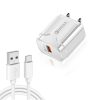 SYA001411501A-1.jpg LZ-023 18W QC3.0 USB Portable Travel Charger + 3A USB toType-C Data Cable, US Plug, Type-C Data Cable, US Plug