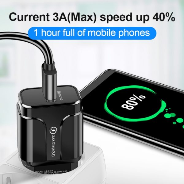 SYA001411601_B2.jpg LZ-023 18W QC 3.0 USB Portable Travel Charger + 3A USB to Type-C Data Cable, EU Plug, Type-C Data Cable, EU Plug