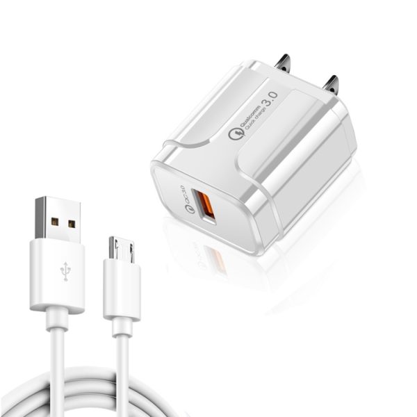SYA001411701A-1.jpg LZ-023 18W QC 3.0 USB Portable Travel Charger + 3A USB to Micro USB Data Cable, US Plug, Micro USB Data Cable, US Plug