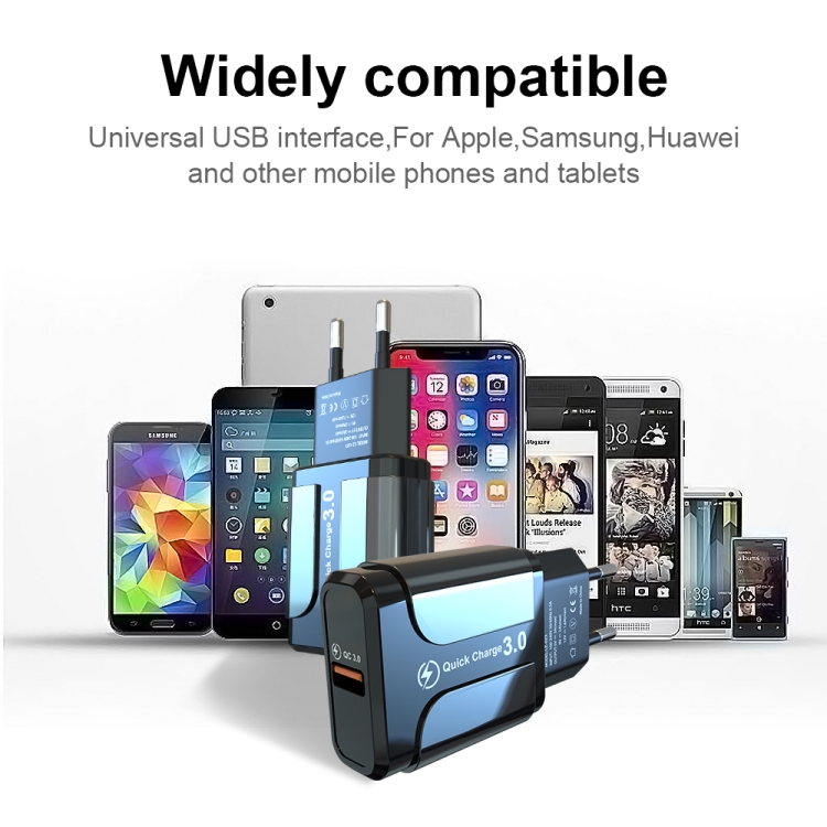 LZ-023 18W QC 3.0 USB Portable Travel Charger + 3A USB to Micro USB Data Cable, EU Plug, Micro USB Data Cable, EU Plug 13 LZ-023 18W QC 3.0 USB Portable Travel Charger + 3A USB to Micro USB Data Cable, EU Plug, Micro USB Data Cable, EU Plug - Image 13