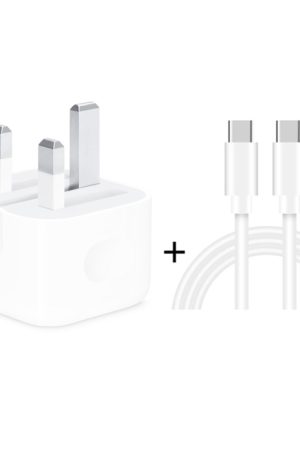 A2344 20W PD 3.0 Type-C / USB-C Folding Travel Charger + USB-C / Type-C to Type-C Fast Charging Data Cable Set, UK Plug, Length: 2m