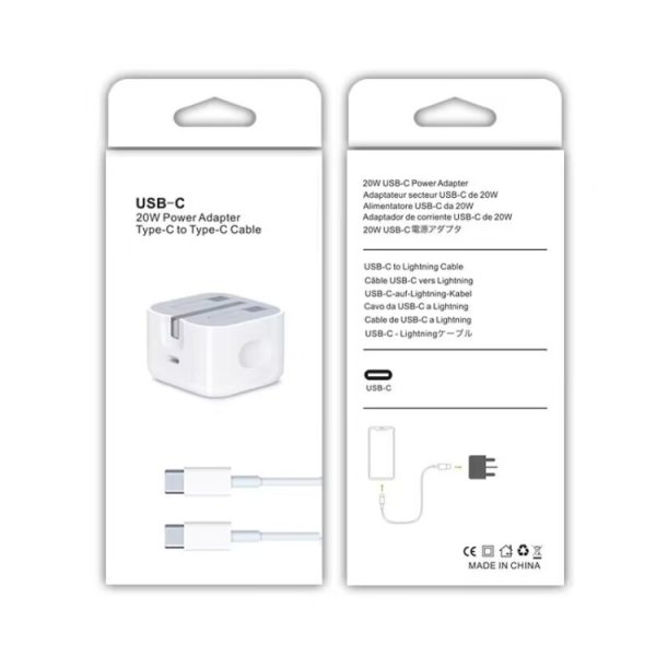 SYA0014299_10.jpg A2344 20W PD 3.0 Type-C / USB-C Folding Travel Charger + USB-C / Type-C to Type-C Fast Charging Data Cable Set, UK Plug, Length: 2m