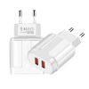 Dual USB Portable Travel Charger + 1 Meter USB to Type-C Data Cable, EU Plug