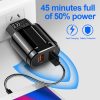 Dual USB Portable Travel Charger + 1 Meter USB to Type-C Data Cable, EU Plug