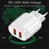 Dual USB Portable Travel Charger + 1 Meter USB to Type-C Data Cable, EU Plug