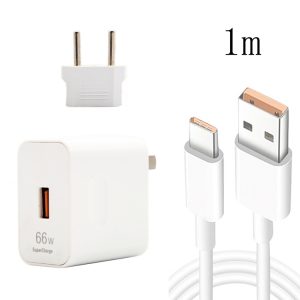 66W USB Fast Charging Travel Charger With EU Plug Conversion Head + 6A USB to Type-C Flash Charging Data Cable, EU Plug, EU Plug(1m), EU Plug(1.5m), EU Plug(2m)