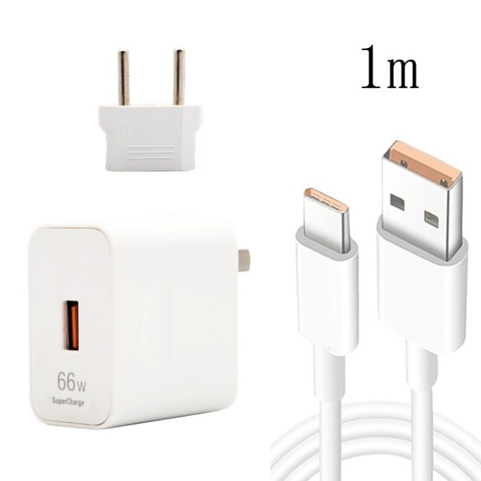 66W USB Fast Charging Travel Charger With EU Plug Conversion Head + 6A USB to Type-C Flash Charging Data Cable, EU Plug, EU Plug(1m), EU Plug(1.5m), EU Plug(2m)