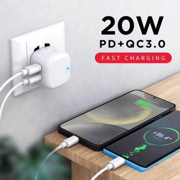 SYA001463601_B2.jpg YSY-6087PD 20W PD3.0 + QC3.0 Dual Fast Charge Travel Charger with USB to Micro USB Data Cable, EU Plug, US Plug, UK Plug