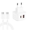 SYA001463901-1.jpg YSY-6087PD 20W PD3.0 + QC3.0 Dual Fast Charge Travel Charger with Type-C to Type-C Data Cable, EU Plug, US Plug, UK Plug