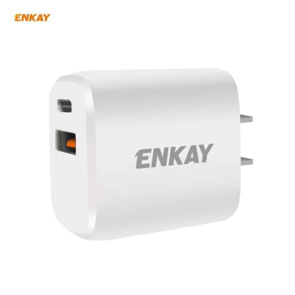 SYA0014652.jpg ENKAY Hat-Prince U090 20W PD + QC 3.0 Portable Dual Ports Fast Charging Travel Charger Power Adapter, US Plug