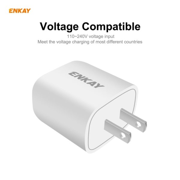 SYA0014652_3.jpg ENKAY Hat-Prince U090 20W PD + QC 3.0 Portable Dual Ports Fast Charging Travel Charger Power Adapter, US Plug