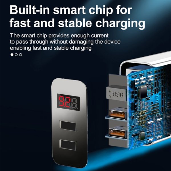 SYA001539301_B2.jpg F002C QC3.0 USB + USB 2.0 Fast Charger with LED Digital Display for Mobile Phones and Tablets, EU Plug, EU Plug