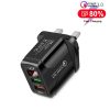 SYA001539501A_1.jpg F002C QC3.0 USB + USB 2.0 Fast Charger with LED Digital Display for Mobile Phones and Tablets, UK Plug, UK Plug