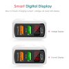 F002C QC3.0 USB + USB 2.0 LED Digital Display Fast Charger with USB to Type-C Data Cable, EU Plug, EU Plug +  Type-C Cable