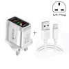SYA001594501_B1.jpg F002C QC3.0 USB + USB 2.0 LED Digital Display Fast Charger with USB to Type-C Data Cable, UK Plug, UK Plug + Type-C Cable