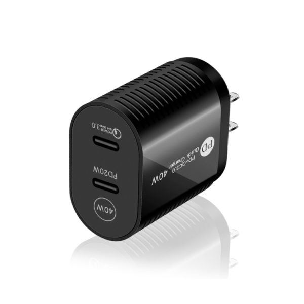 SYA001609401A_1.jpg 40W Dual Port PD / Type-C Fast Charger with Type-C to Type-C Data Cable, US Plug, US Plug + Type-C to Type-C Cable