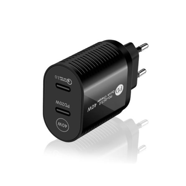 SYA001609601A_1.jpg 40W Dual Port PD / Type-C Fast Charger with Type-C to Type-C Data Cable, EU Plug, EU Plug + Type-C to Type-C Cable