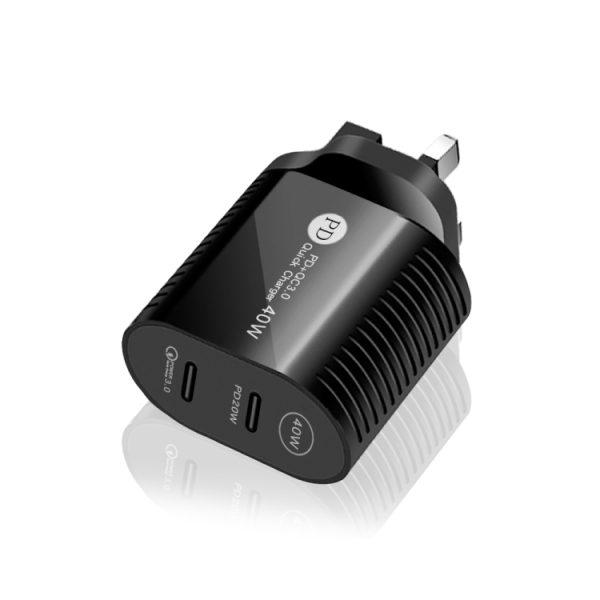 SYA001609701A_1.jpg 40W Dual Port PD / Type-C Fast Charger with Type-C to Type-C Data Cable, UK Plug, UK Plug + Type-C to Type-C Cable