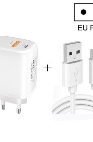 CS-20W Mini Portable PD3.0 + QC3.0 Dual Ports Fast Charger with 3A USB to Type-C Data Cable, Charger + USB to Type-C Cable