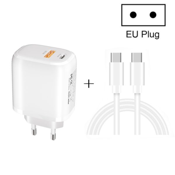 SYA001630001A-1.jpg CS-20W Mini Portable PD3.0 + QC3.0 Dual Ports Fast Charger with 3A Type-C to Type-C Data Cable, Charger + Type-C to Type-C Cable