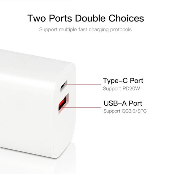 SYA001630001_B2.jpg CS-20W Mini Portable PD3.0 + QC3.0 Dual Ports Fast Charger with 3A Type-C to Type-C Data Cable, Charger + Type-C to Type-C Cable