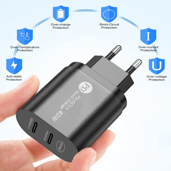 SYA001642501_B6.jpg 002 40W PD3.0 Dual Port USB-C / Type-C Charger with Type-C to Type-C Data Cable, EU Plug, EU Plug + Type-C to Type-C Cable