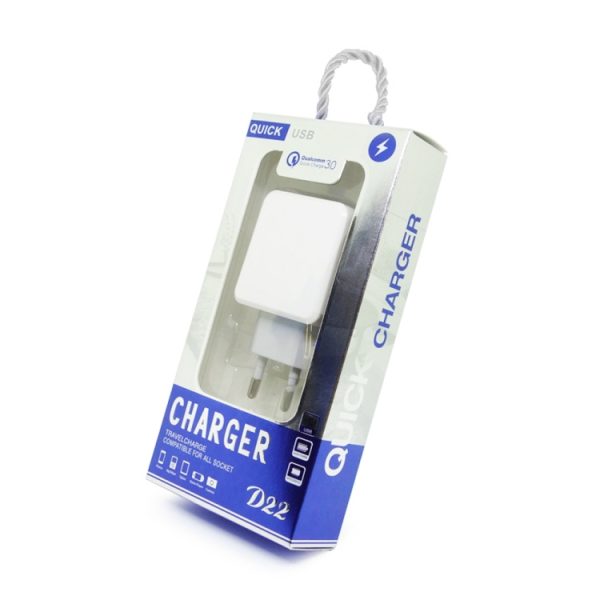 SYA001643101_B2.jpg APD-2003 18W QC3.0 Single Port USB Charger with 1m USB to Type-C Data Cable, EU Plug + USB to Type-C Cable, US Plug + USB to Type-C Cable