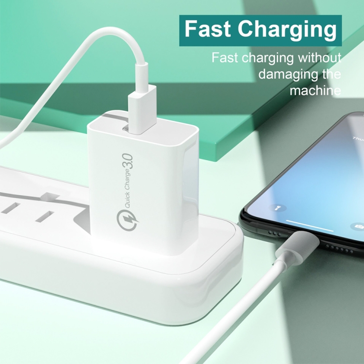 APD-2003 18W QC3.0 Single Port USB Charger with 1m USB to Type-C Data Cable, EU Plug + USB to Type-C Cable, US Plug + USB to Type-C Cable 6 APD-2003 18W QC3.0 Single Port USB Charger with 1m USB to Type-C Data Cable, EU Plug + USB to Type-C Cable, US Plug + USB to Type-C Cable - Image 6