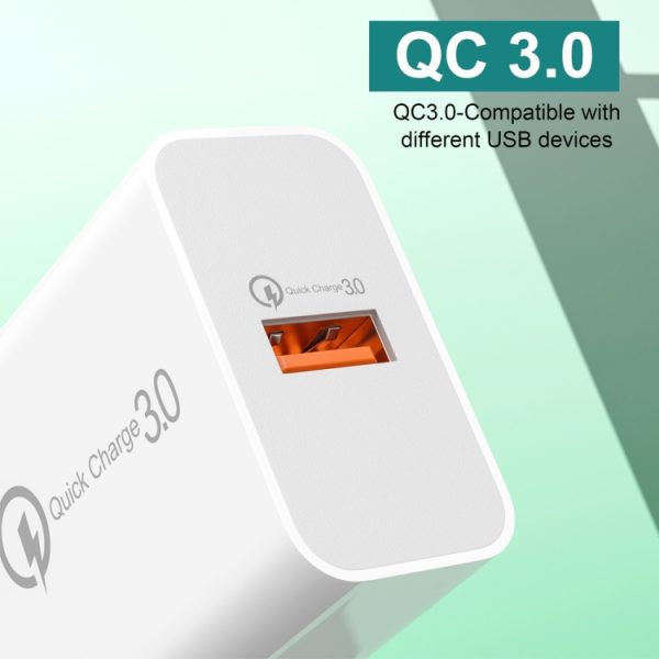 SYA001643101_B5.jpg APD-2003 18W QC3.0 Single Port USB Charger with 1m USB to Type-C Data Cable, EU Plug + USB to Type-C Cable, US Plug + USB to Type-C Cable