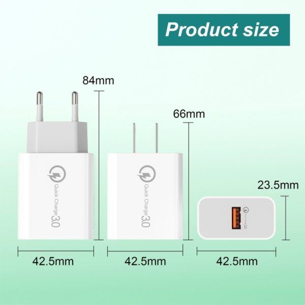 SYA001643101_B6.jpg APD-2003 18W QC3.0 Single Port USB Charger with 1m USB to Type-C Data Cable, EU Plug + USB to Type-C Cable, US Plug + USB to Type-C Cable