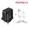 SYA001681601_B2.jpg PD25W USB-C / Type-C + QC3.0 USB Dual Ports Fast Charger with USB to Micro USB Data Cable, UK Plug, UK Plug + USB to Micro USB Cable
