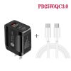 SYA001685701_B2.jpg PD25W USB-C / Type-C + QC3.0 USB Dual Ports Fast Charger with USB-C to USB-C Data Cable, US Plug, US Plug + USB-C to USB-C Cable