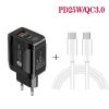 SYA001685801_B2.jpg PD25W USB-C / Type-C + QC3.0 USB Dual Ports Fast Charger with USB-C to USB-C Data Cable, EU Plug, EU Plug + USB-C to USB-C Cable