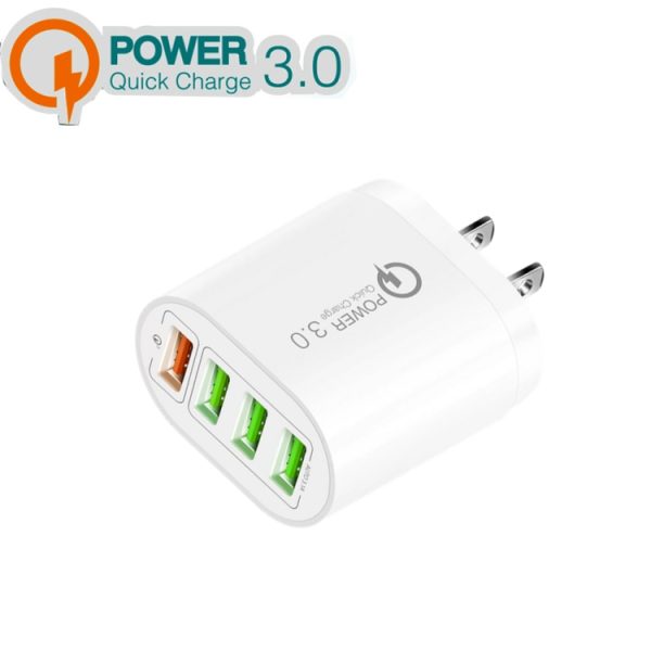 SYA001689501A_1.jpg QC-04 QC3.0 + 3 x USB 2.0 Multi-ports Charger for Mobile Phone Tablet, US Plug, US Plug