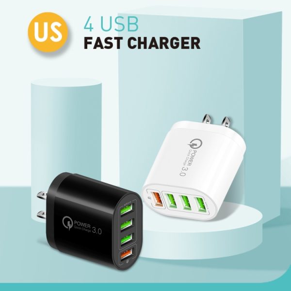 SYA001689501_B2.jpg QC-04 QC3.0 + 3 x USB 2.0 Multi-ports Charger for Mobile Phone Tablet, US Plug, US Plug