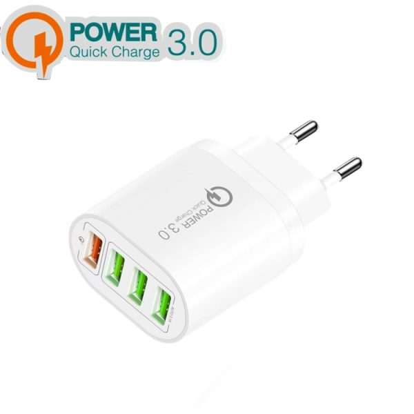 SYA001689601A_1.jpg QC-04 QC3.0 + 3 x USB 2.0 Multi-ports Charger for Mobile Phone Tablet, EU Plug, EU Plug
