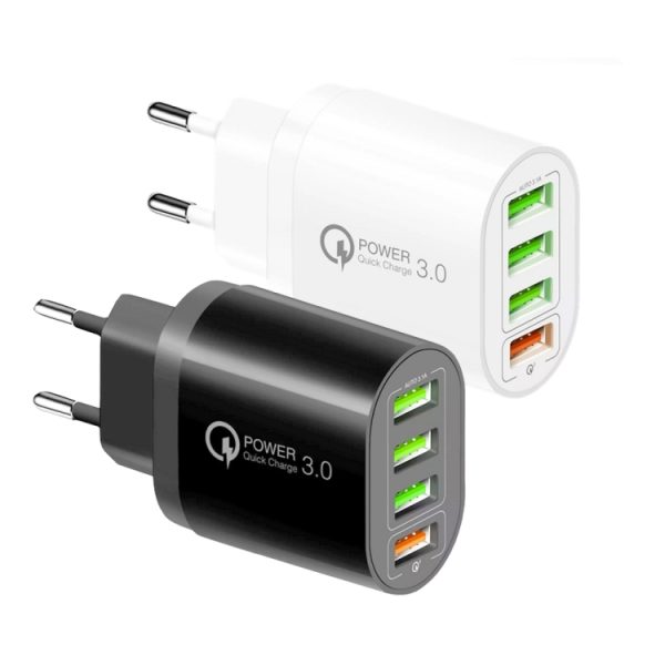 SYA001689601_B1.jpg QC-04 QC3.0 + 3 x USB 2.0 Multi-ports Charger for Mobile Phone Tablet, EU Plug, EU Plug
