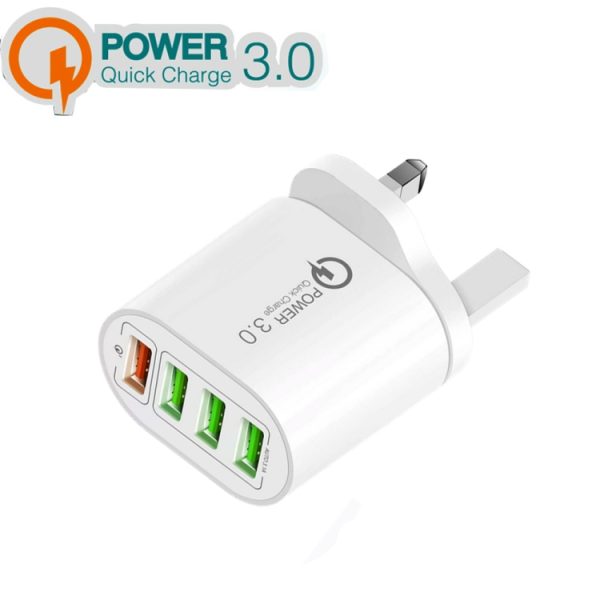 SYA001689801A_1.jpg QC-04 QC3.0 + 3 x USB 2.0 Multi-ports Charger for Mobile Phone Tablet, UK Plug, UK Plug