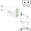 SYA001691801A-1.jpg QC-04 QC3.0 + 3 x USB2.0 Multi-ports Charger with 3A USB to Micro USB Data Cable, EU Plug, EU Plug + Micro USB Cable
