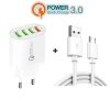 SYA001691801_B2.jpg QC-04 QC3.0 + 3 x USB2.0 Multi-ports Charger with 3A USB to Micro USB Data Cable, EU Plug, EU Plug + Micro USB Cable